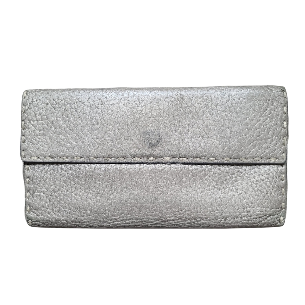 Fendi Metallic Gray Bifold Wallet